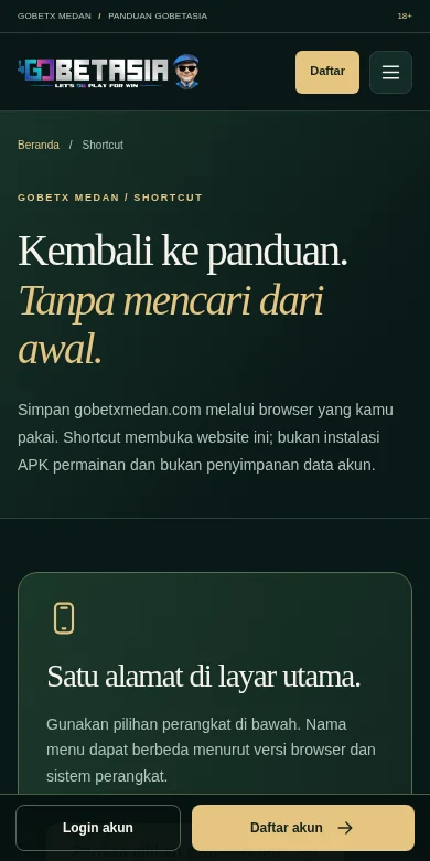 Tangkapan layar halaman Shortcut GOBETX MEDAN